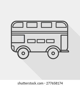 Transportation bus flat icon with long shadow, line icon