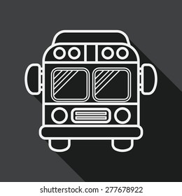 Transportation bus flat icon with long shadow, line icon