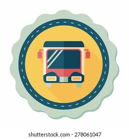 Transportation bus flat icon with long shadow