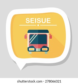 Transportation bus flat icon with long shadow