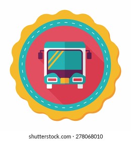 Transportation bus flat icon with long shadow