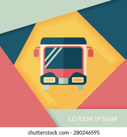 Transportation bus flat icon with long shadow