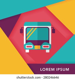 Transportation bus flat icon with long shadow