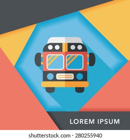 Transportation bus flat icon with long shadow,eps10