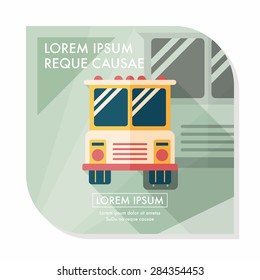 Transportation bus flat icon with long shadow,eps10