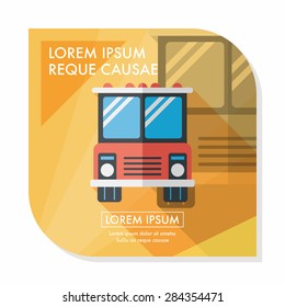 Transportation bus flat icon with long shadow,eps10