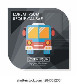 Transportation bus flat icon with long shadow,eps10