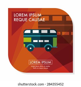 Transportation bus flat icon with long shadow,eps10