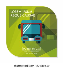 Transportation bus flat icon with long shadow