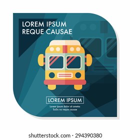 Transportation bus flat icon with long shadow,eps10
