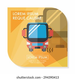 Transportation bus flat icon with long shadow,eps10
