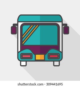 Transportation bus flat icon with long shadow
