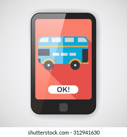 Transportation bus flat icon with long shadow,eps10