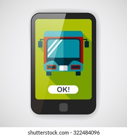 Transportation bus flat icon with long shadow