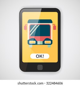 Transportation bus flat icon with long shadow