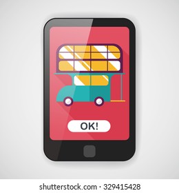 Transportation bus flat icon with long shadow