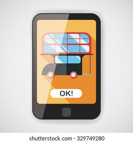 Transportation bus flat icon with long shadow
