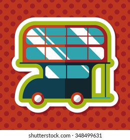 Transportation bus flat icon with long shadow