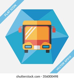 Transportation bus flat icon with long shadow