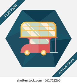 Transportation bus flat icon with long shadow