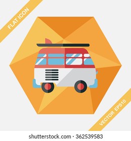 Transportation bus flat icon with long shadow