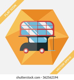 Transportation bus flat icon with long shadow