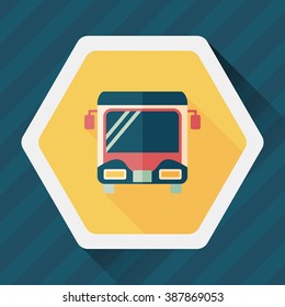Transportation bus flat icon with long shadow
