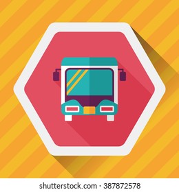 Transportation bus flat icon with long shadow