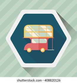 Transportation bus flat icon with long shadow
