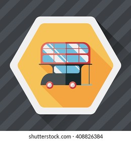Transportation bus flat icon with long shadow