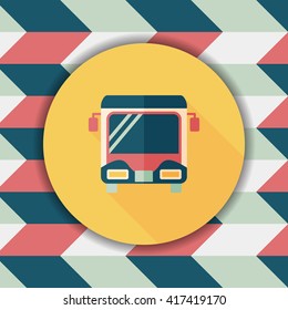 Transportation bus flat icon with long shadow