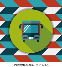 Transportation bus flat icon with long shadow