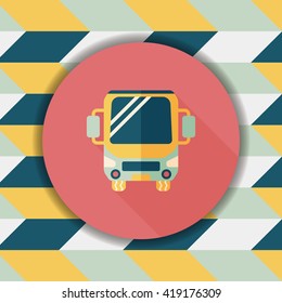 Transportation bus flat icon with long shadow,eps10