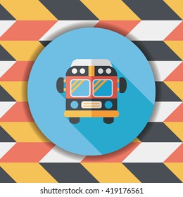 Transportation bus flat icon with long shadow,eps10