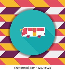 Transportation bus flat icon with long shadow,eps10