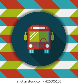 Transportation bus flat icon with long shadow,eps10