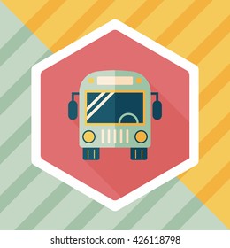 Transportation bus flat icon with long shadow,eps10
