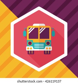 Transportation bus flat icon with long shadow,eps10
