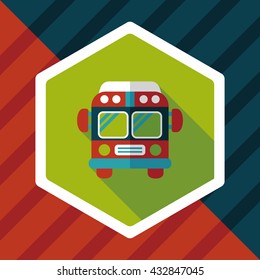 Transportation bus flat icon with long shadow,eps10