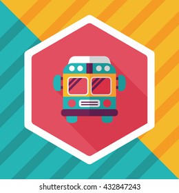 Transportation bus flat icon with long shadow,eps10