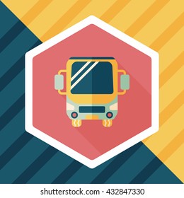 Transportation bus flat icon with long shadow,eps10