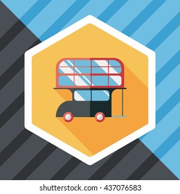 Transportation bus flat icon with long shadow