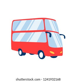 transportation button with two storied floors for tourists tour. red school bus side icon symbol & sign vector illustration double decker in london england flat design for tourism & vacation holiday