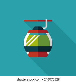 Transportation cable car flat icon with long shadow,eps10