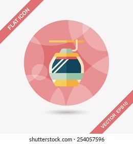 Transportation cable car flat icon with long shadow,eps10