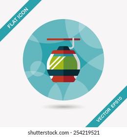 Transportation cable car flat icon with long shadow,eps10