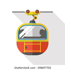 Transportation cable car flat icon with long shadow