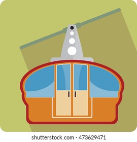 Transportation cable car flat icon Vector Illustration