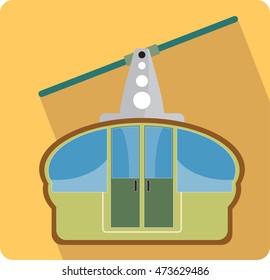 Transportation cable car flat icon Vector Illustration