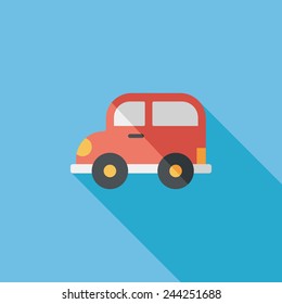 Transportation car flat icon with long shadow,eps10